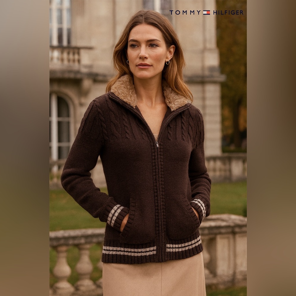 Tommy Hilfiger Women’s Full-zip Cable-knit Cardigan Sweater